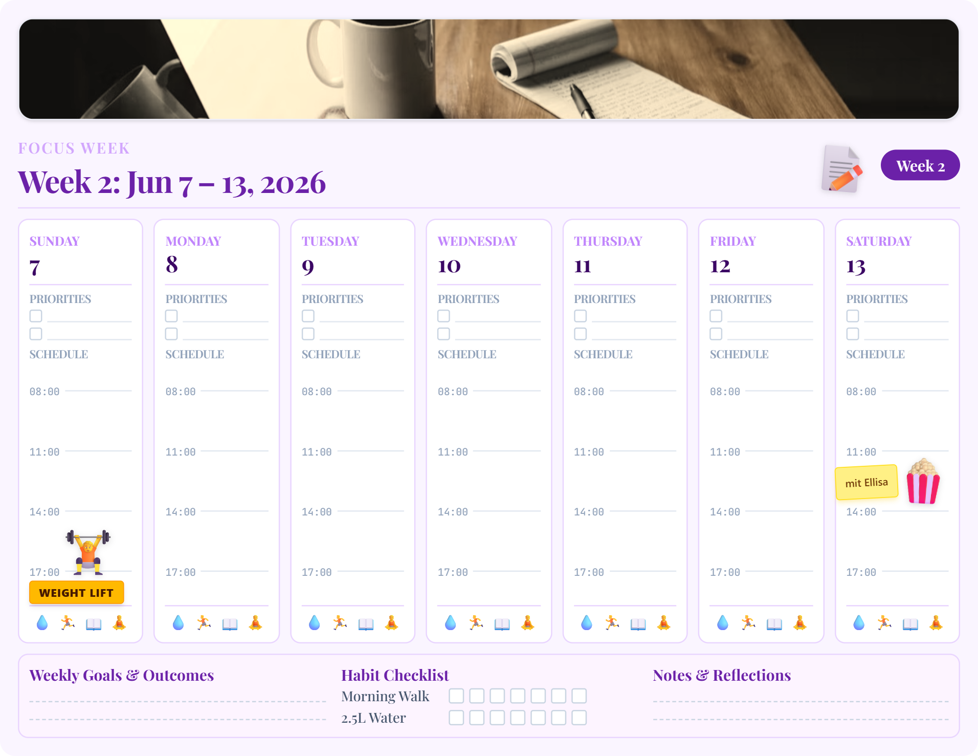 Weekly Planner printable preview