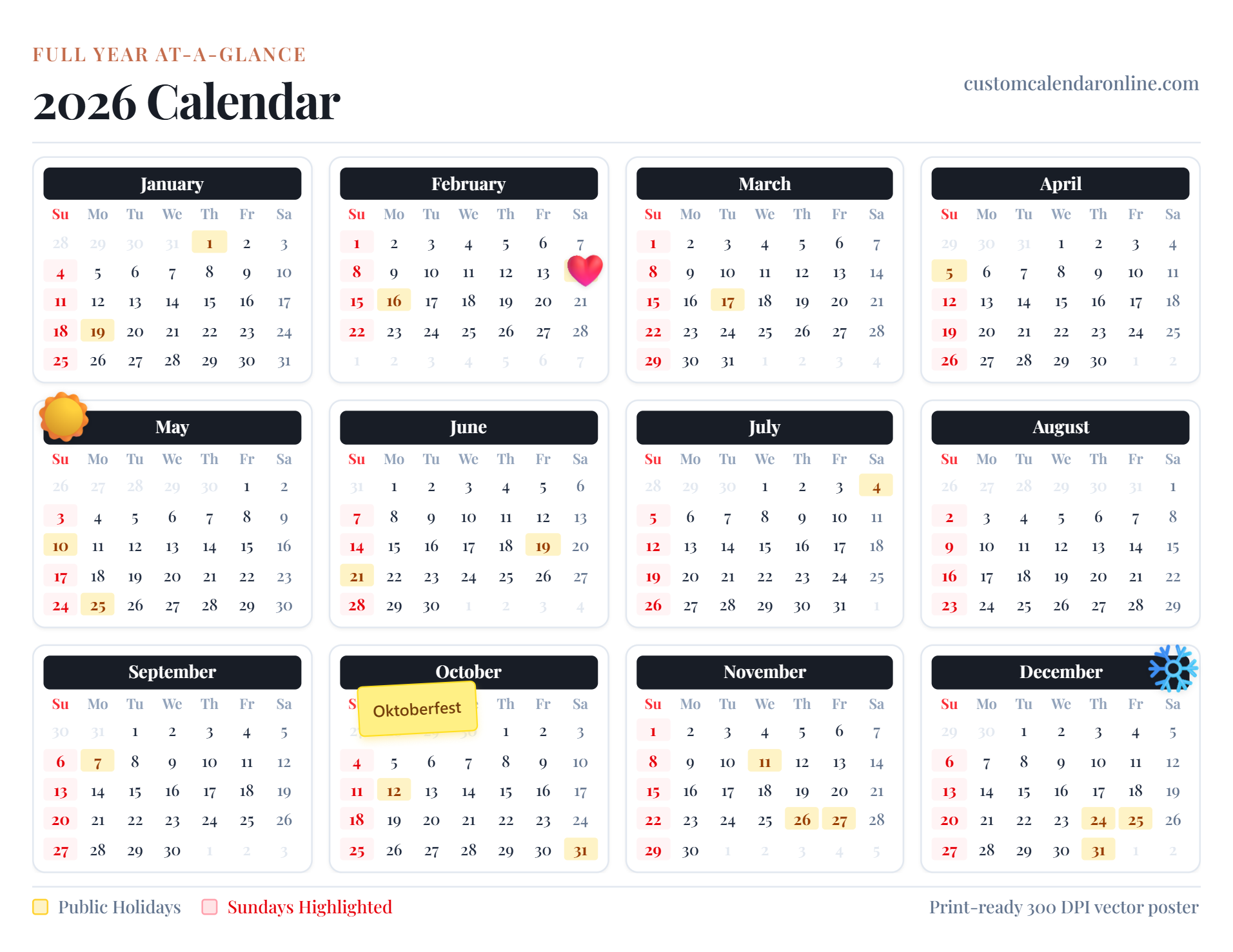 Yearly Wall Poster printable preview