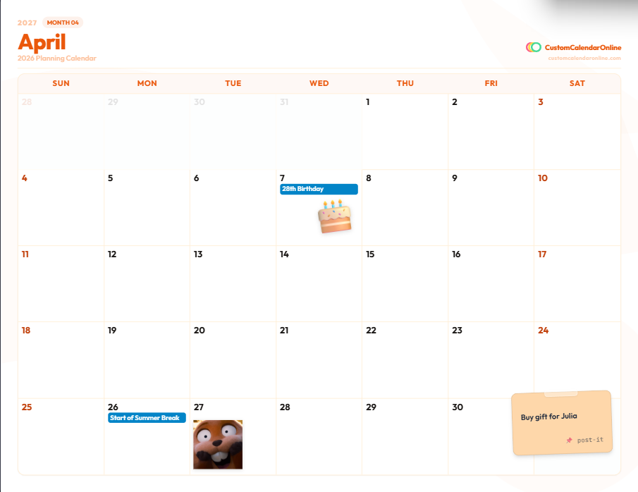 Aesthetic Pastel Shape-Art Calendar Preview
